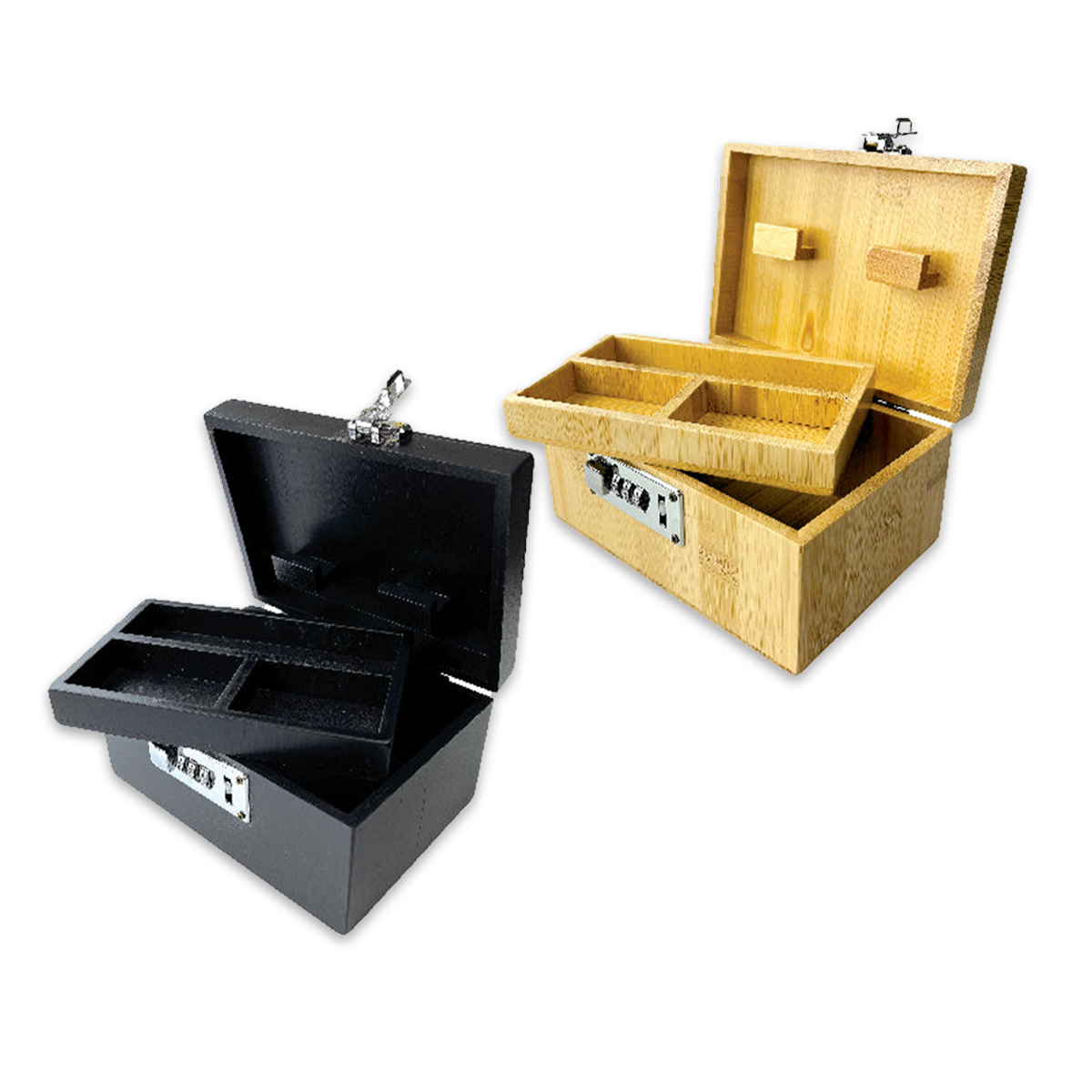 Wood Locking Storage Box with Tray