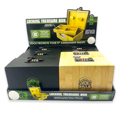 Wood Locking Storage Box with Tray - 6 Pieces Per Retail Ready Display 23893 SMOKEZILLA
