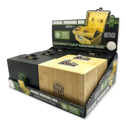 Wood Locking Storage Box with Tray - 6 Pieces Per Retail Ready Display 23893 SMOKEZILLA