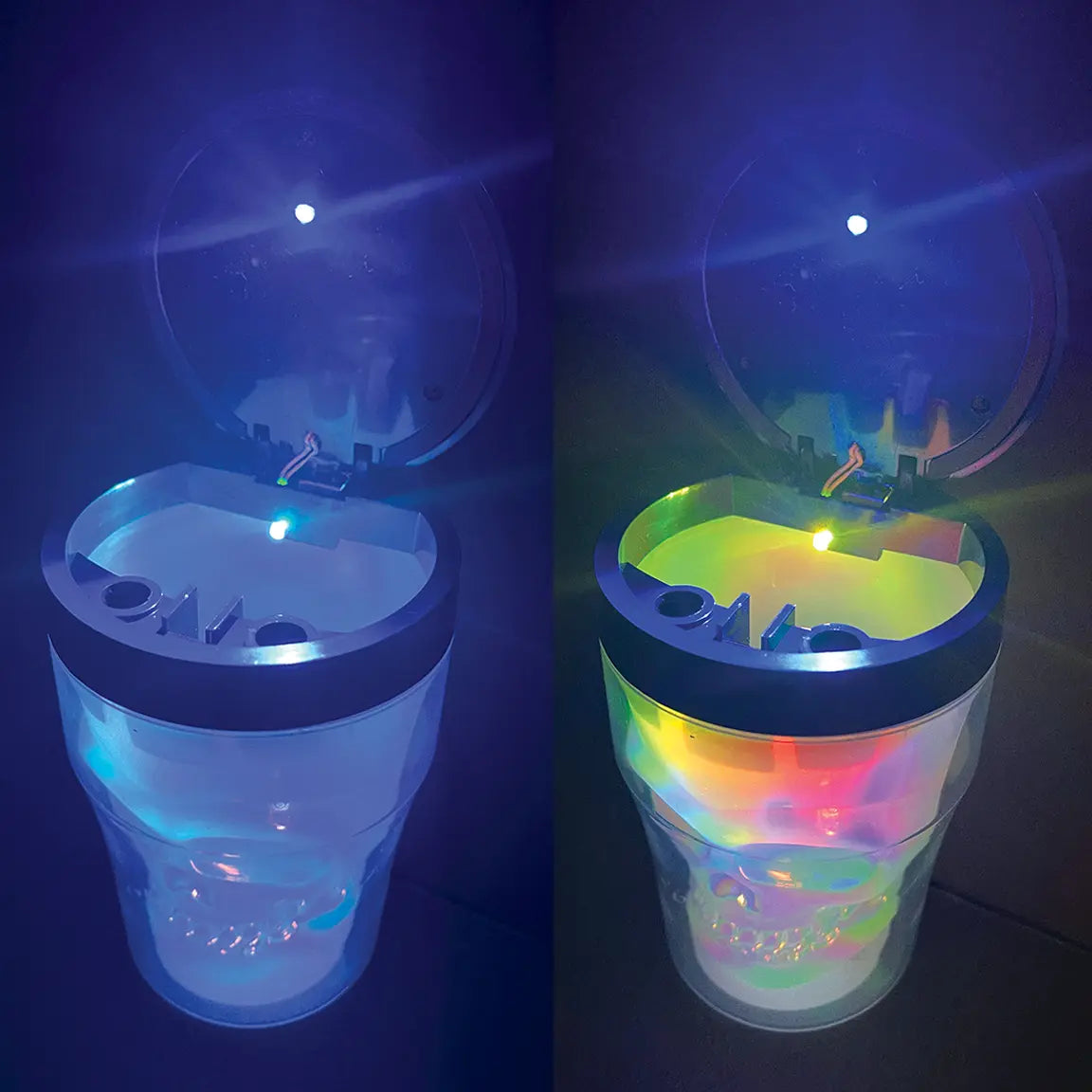 Printed Lid Light-Up Skull Butt Bucket Ashtray - 6 Pieces Per Retail Ready Display 23981 SMOKEZILLA