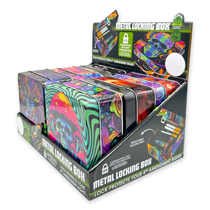 Metal Locking Storage Box with Roll Tray - 6 Pieces Per Retail Ready Display 24108 SMOKEZILLA