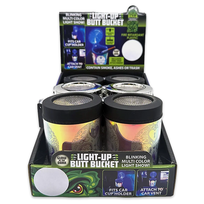 Light Show Butt Bucket Ashtray with Multi-Color LED Lights - 6 Pieces Per Retail Ready Display 24111 SMOKEZILLA