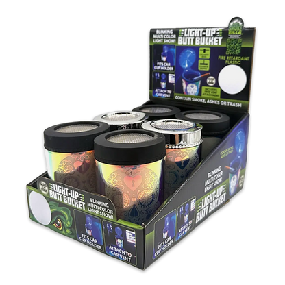 Light Show Butt Bucket Ashtray with Multi-Color LED Lights - 6 Pieces Per Retail Ready Display 24111 SMOKEZILLA