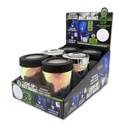 Light Show Butt Bucket Ashtray with Multi-Color LED Lights - 6 Pieces Per Retail Ready Display 24111 SMOKEZILLA