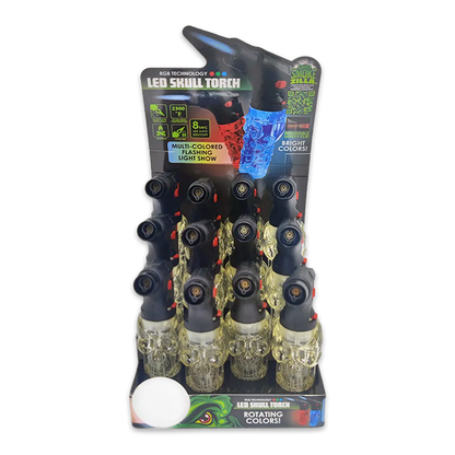 Skull Torch Lighter With LED Lightshow - 12 Pieces Per Retail Ready Display 24341 SMOKEZILLA