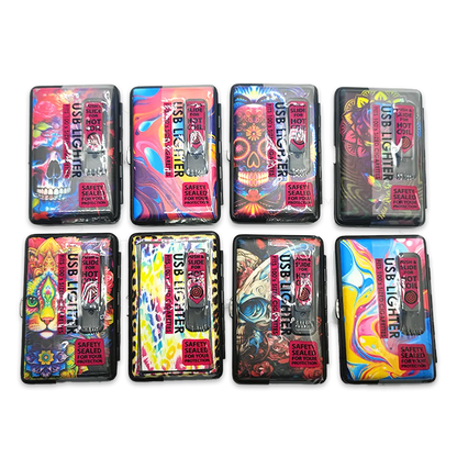 100s Cigarette Case with USB Coil Lighter - 8 Pieces Per Retail Ready Display  24362 SMOKEZILLA