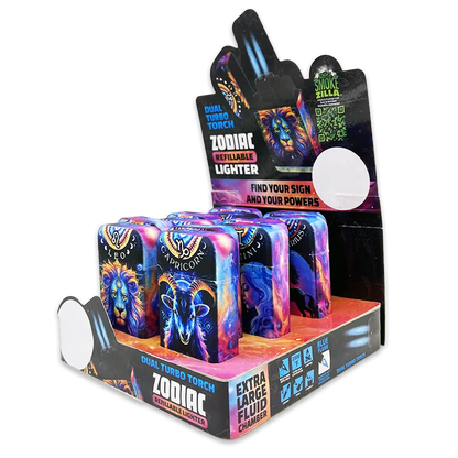 Zodiac Dual Torch Lighter- 12 Pieces Per Retail Ready Display 25915 SMOKEZILLA