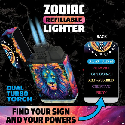 Zodiac Dual Torch Lighter- 12 Pieces Per Retail Ready Display 41661 SMOKEZILLA