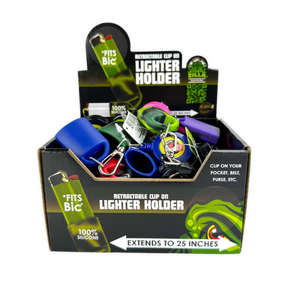 Silicone Lighter Holder with Retractable Cord  - 24 Pieces Per Retail Ready Display 24429 SMOKEZILLA