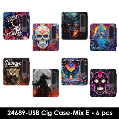 Cigarette Case with USB Coil Lighter - 8 Pieces Per Retail Ready Display 24689 SMOKEZILLA