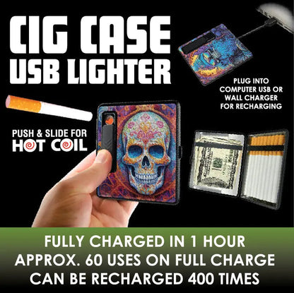 Cigarette Case with USB Coil Lighter - 8 Pieces Per Retail Ready Display 24689 SMOKEZILLA