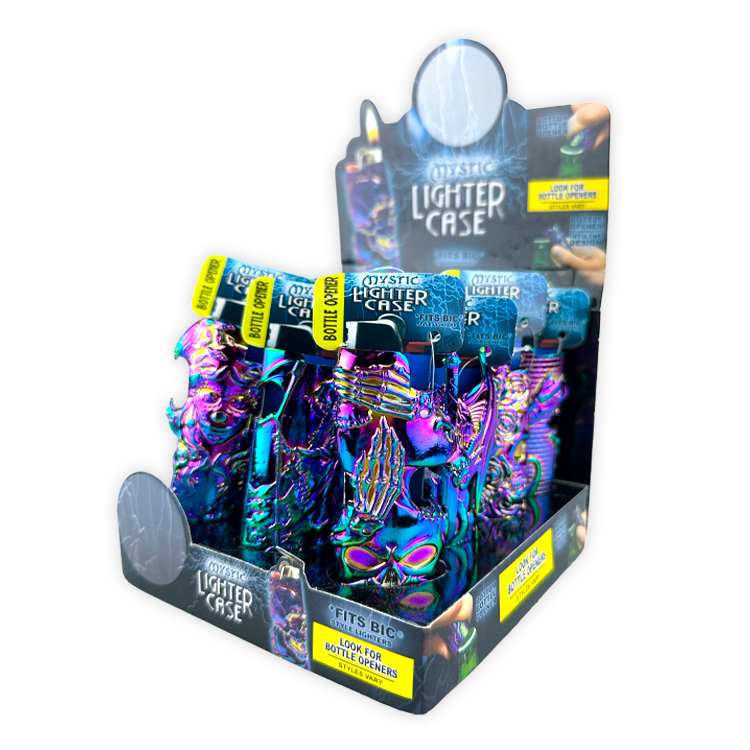 Metal Rainbow Mystic Lighter Case with Bottle Opener- 12 Pieces Per Retail Ready Display 24829