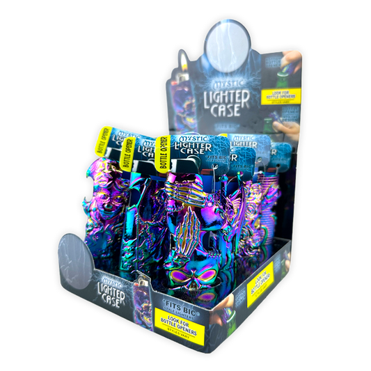 Metal Rainbow Mystic Lighter Case with Bottle Opener- 12 Pieces Per Retail Ready Display 24829