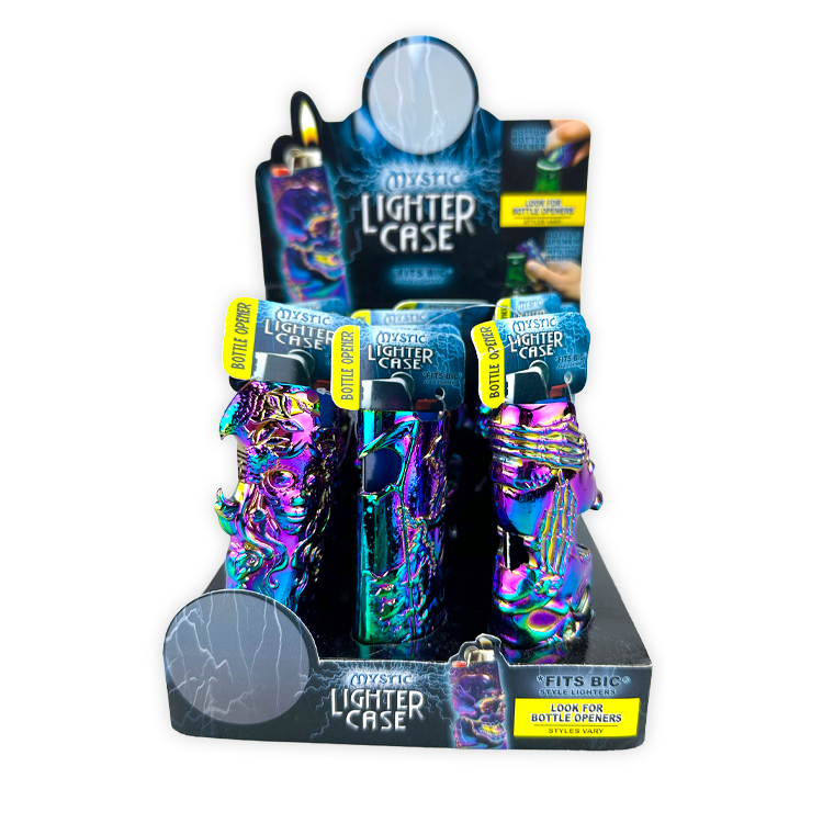 Metal Rainbow Mystic Lighter Case with Bottle Opener- 12 Pieces Per Retail Ready Display 24829