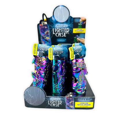 Metal Rainbow Mystic Lighter Case with Bottle Opener- 12 Pieces Per Retail Ready Display 24829