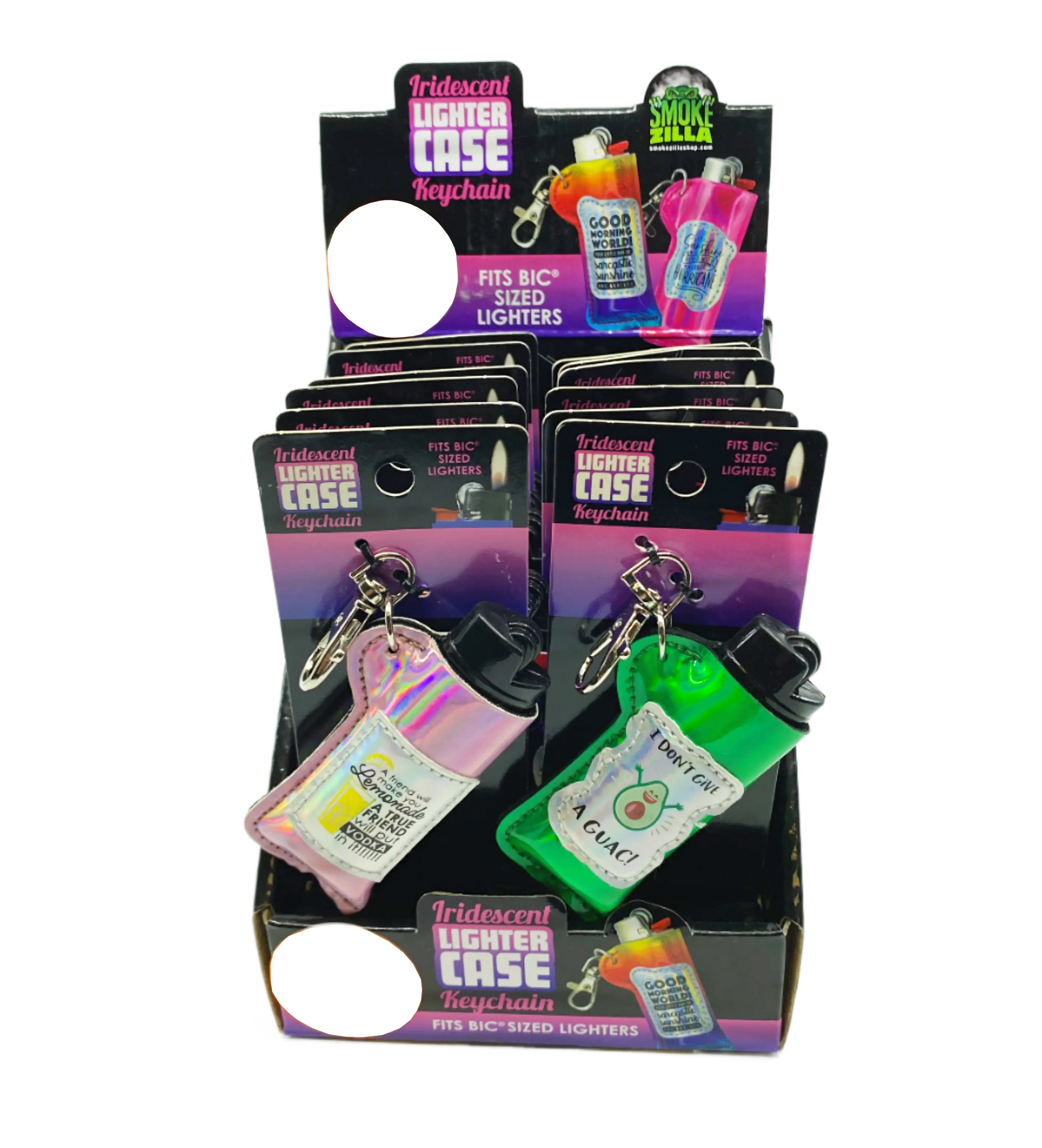 Iridescent Lighter Case Key Chain with Patch - 12 Pieces Per Retail Ready Display 24841 SMOKEZILLA