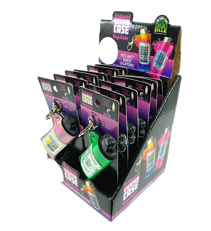 Iridescent Lighter Case Key Chain with Patch - 12 Pieces Per Retail Ready Display 24841 SMOKEZILLA