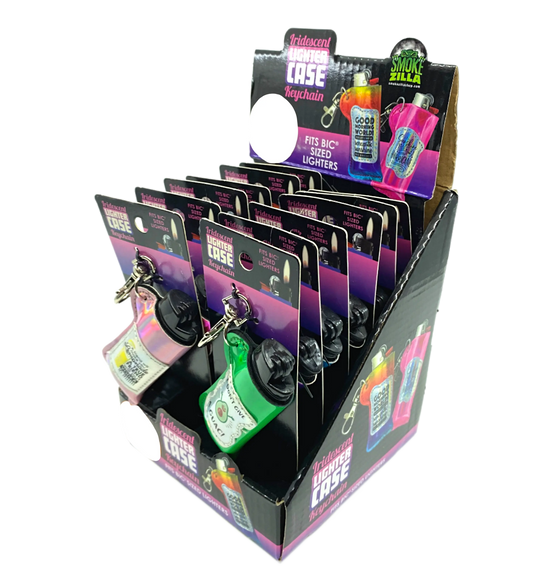 Iridescent Lighter Case Key Chain with Patch - 12 Pieces Per Retail Ready Display 24841 SMOKEZILLA