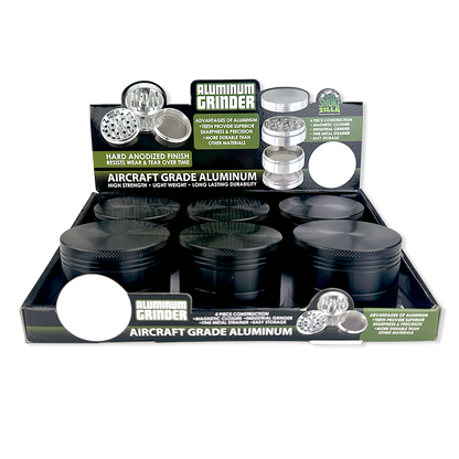 Metal 4 Piece Grinder 63MM - 6 Pieces Per Retail Ready Display 24865GPBLACK