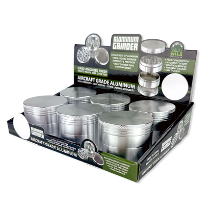 Metal 4 Piece Grinder 63MM - 6 Pieces Per Retail Ready Display 24865GPSILVER