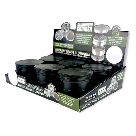 Metal 4 Piece Grinder 63MM - 6 Pieces Per Retail Ready Display 24865GPBLACK