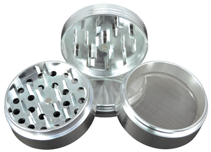 Metal 4 Piece Grinder 63MM - 6 Pieces Per Retail Ready Display 24865GPSILVER