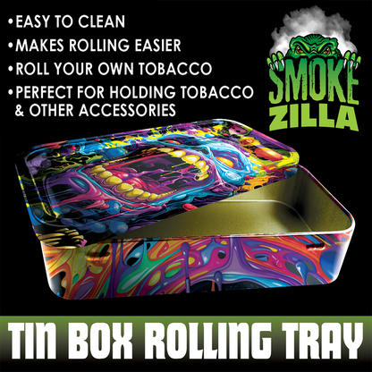 tray for rolling tobacco New OCB Cigarette Papers Brand Metal 11" x 7" Black Premium Medium Peace Sign Guitar Metal Roll Tray with Storage