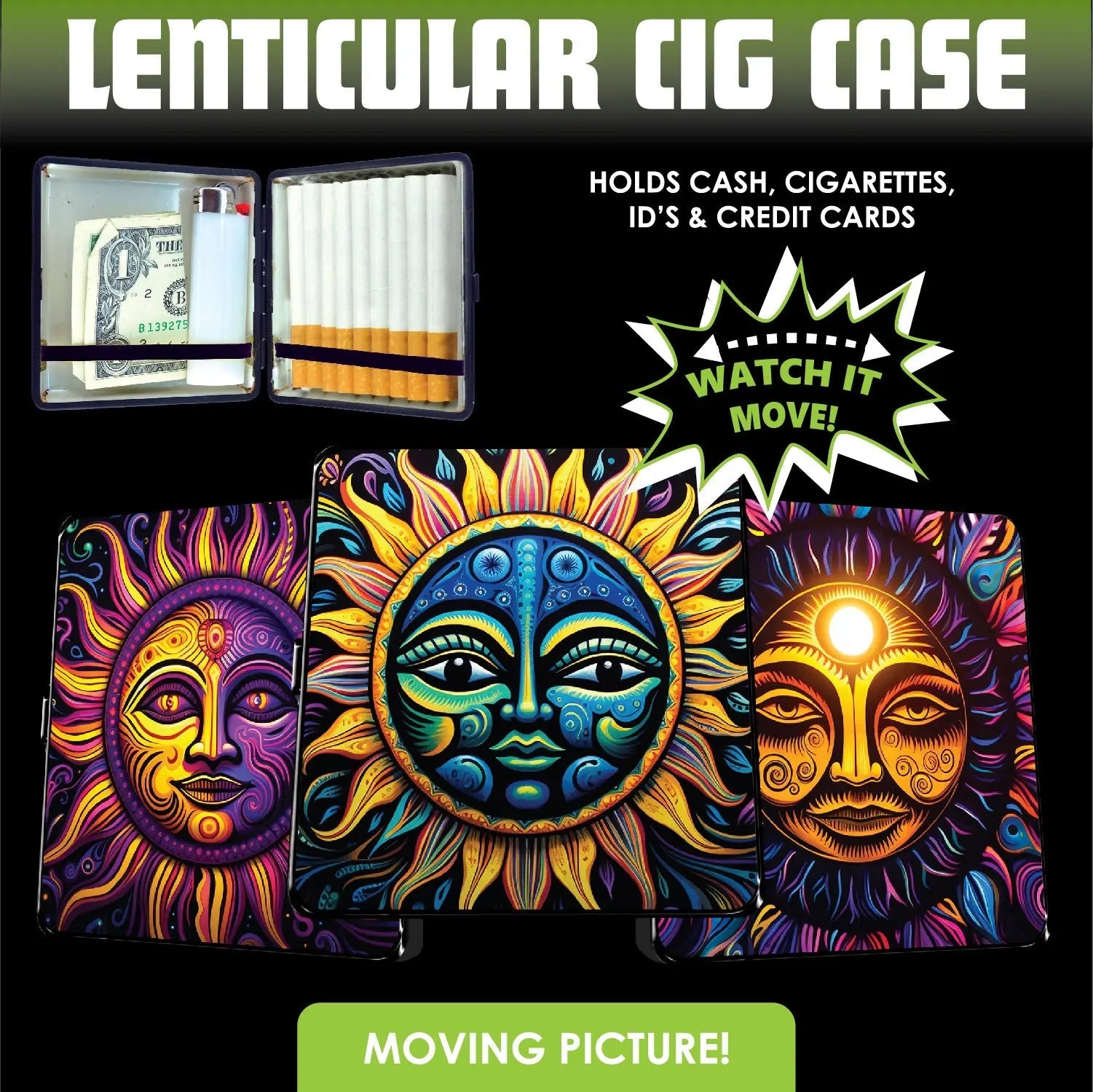 Metal Cigarette Case with Lenticular Front - 8 Pieces Per Retail Ready Display 25024 SMOKEZILLA