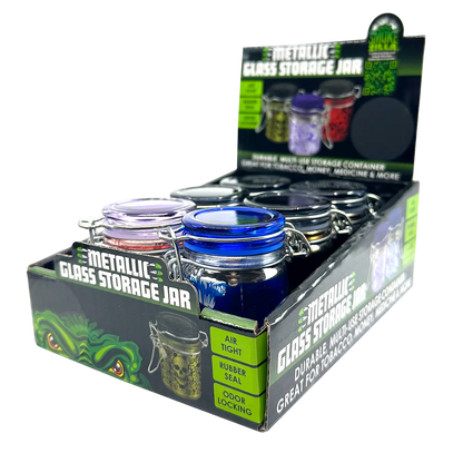 Small Metallic Glass Storage Jar - 6 Pieces Per Retail Ready Display 25060 SMOKEZILLA