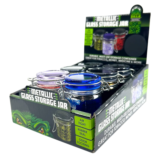 Small Metallic Glass Storage Jar - 6 Pieces Per Retail Ready Display 25060 SMOKEZILLA