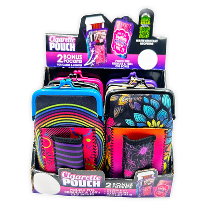 Neoprene Cigarette Pouch with Pocket - 8 Pieces Per Retail Ready Display 25089 SMOKEZILLA