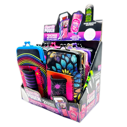 Neoprene Cigarette Pouch with Pocket - 8 Pieces Per Retail Ready Display 25089 SMOKEZILLA
