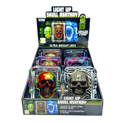 Light-Up Skull Glass Ashtray - 6 Per Retail Ready Display 25121 SMOKEZILLA