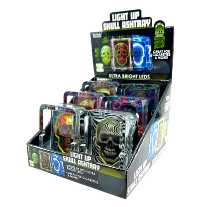 Light-Up Skull Glass Ashtray - 6 Per Retail Ready Display 25121 SMOKEZILLA