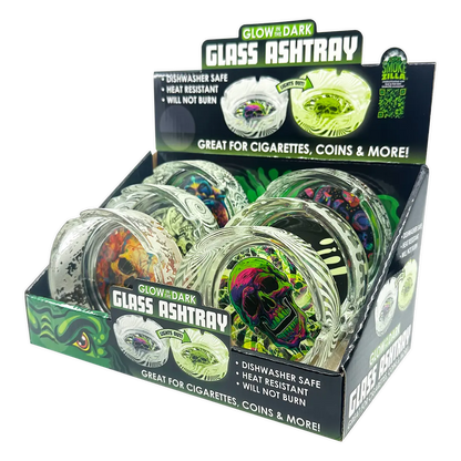 Glow in The Dark Glass Ashtray - 6 Pieces Per Retail Ready Display 25135 SMOKEZILLA