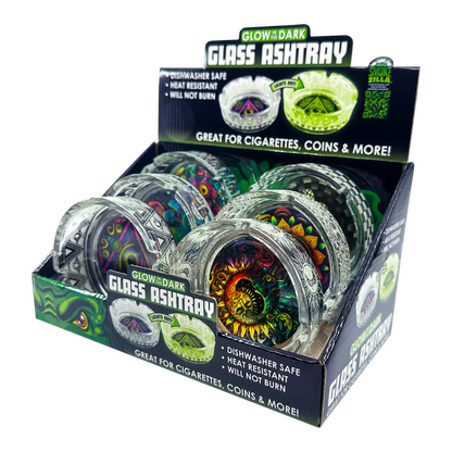 Glow in The Dark Glass Ashtray - 6 Pieces Per Retail Ready Display 25136 SMOKEZILLA