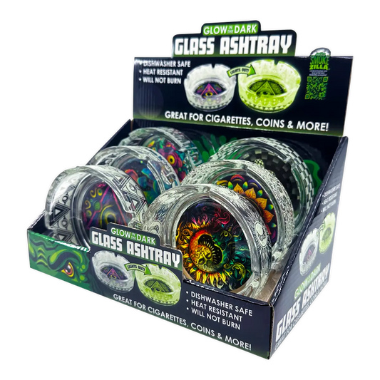 Glow in The Dark Glass Ashtray - 6 Pieces Per Retail Ready Display 25136 SMOKEZILLA