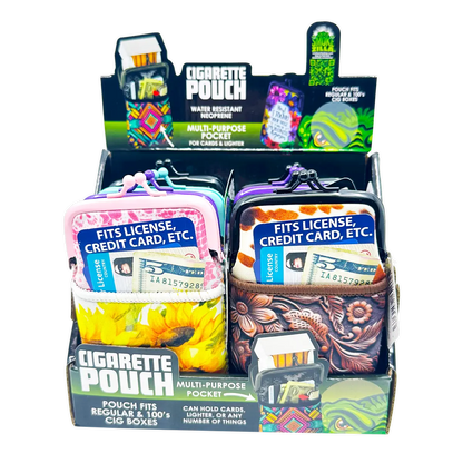 Neoprene Cigarette Pouch with Pocket - 8 Pieces Per Retail Ready Display 25138 SMOKEZILLA