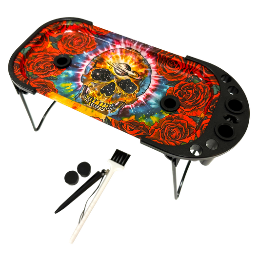Folding Metal Tray Rolling Console