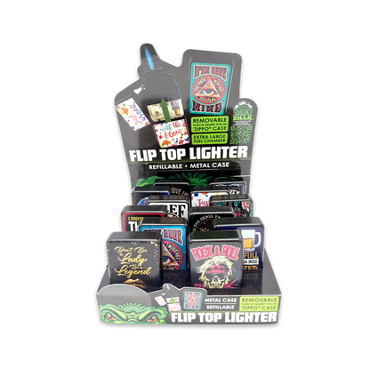 Metal Flip Top Lighter - 12 Pieces Per Retail Ready Display 25279 SMOKEZILLA