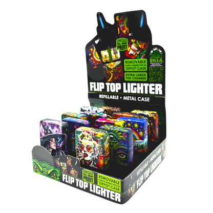 Metal Flip Top Lighter - 12 Pieces Per Retail Ready Display 25281 - NOVELTY INC WHOLESALE