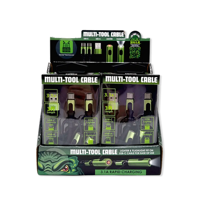 Multi-Tool Charging Cable Coil Lighter Flashlight Dual USB-C Ports with USB to USB-C - 6 Pieces Per Retail Ready Display 25318 SMOKEZILLA