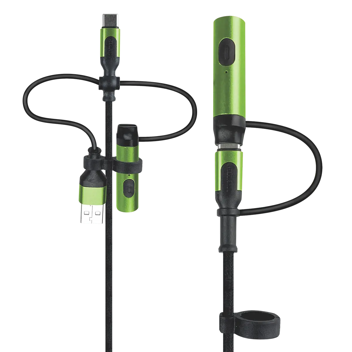 Multi-Tool Charging Cable Coil Lighter Flashlight Dual USB-C Ports with USB to USB-C