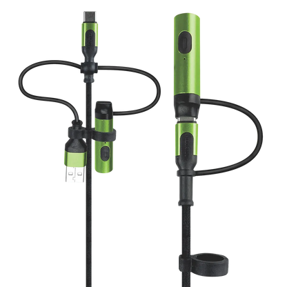 Multi-Tool Charging Cable Coil Lighter Flashlight Dual USB-C Ports with USB to USB-C