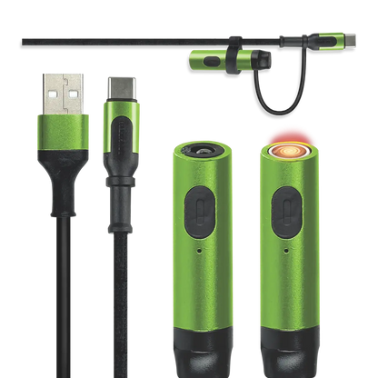 Multi-Tool Charging Cable Coil Lighter Flashlight Dual USB-C Ports with USB to USB-C