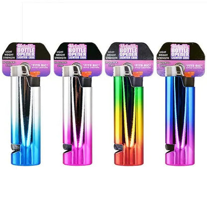 Metallic Metal Lighter Case with Bottle Opener - 12 Pieces Per Retail Ready Display 25437 SMOKEZILLA