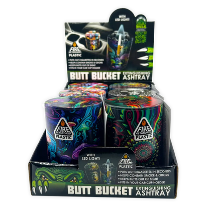 Full Print Butt Bucket Ashtray with LED Light - 6 Pieces Per Retail Ready Display 25480 SMOKEZILLA