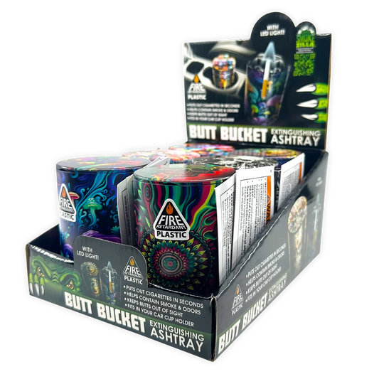 Full Print Butt Bucket Ashtray with LED Light - 6 Pieces Per Retail Ready Display 25480 SMOKEZILLA