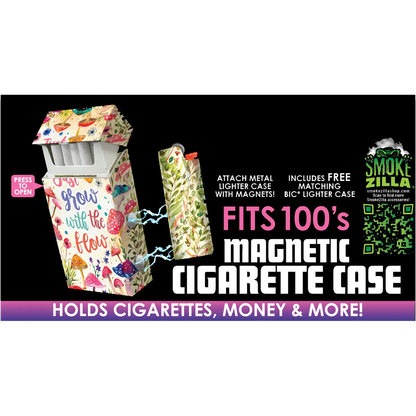 100s Cigarette Storage Case With Magnetic Lighter Case - 8 Pieces Per Retail Ready Display 25481 SMOKEZILLA