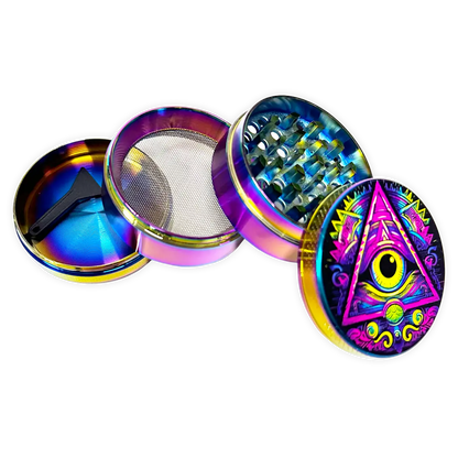 Metal 4 Piece Grinder with Printed Top - 6 Pieces Per Retail Ready Display 25552 SMOKEZILLA